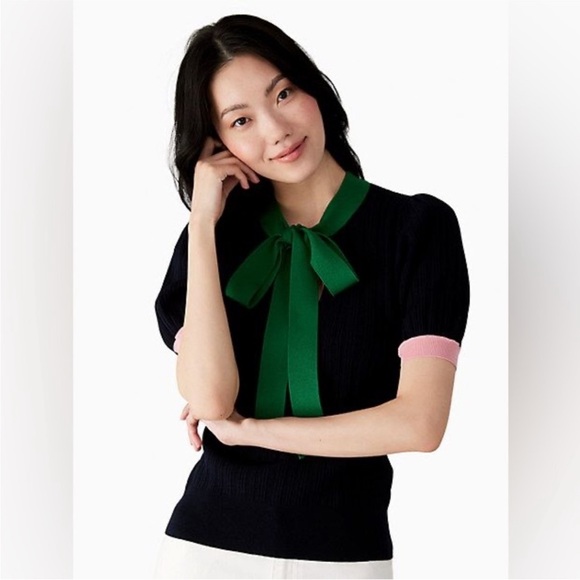 Kate Spade Colorblock Bow Neck Sweater - Picture 1 of 7